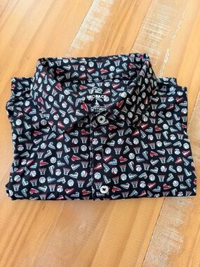 Rhoback Polo Shirt Mens L Black Performance Golf Basketball EUC